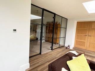 Domestic Project (Newbury, Berkshire): T-Bar Aluminium Anthracite Grey Framed Glass Wall and Door