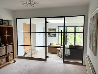 Domestic Project (Newbury, Berkshire): T-Bar Aluminium Anthracite Grey Framed Glass Wall and Door