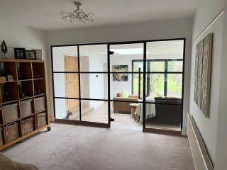 Domestic Project (Newbury, Berkshire): T-Bar Aluminium Anthracite Grey Framed Glass Wall and Door