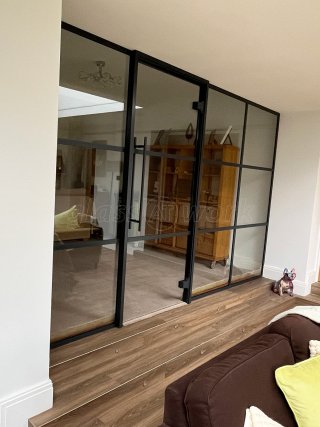 Domestic Project (Newbury, Berkshire): T-Bar Aluminium Anthracite Grey Framed Glass Wall and Door