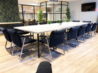 Together For Change (Nuneaton, Warwickshire): Stepped Industrial-Style Black Framed T-Bar Single Glazed Partition