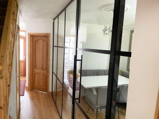 Domestic Project (Plaistow, London): T-Bar Black Framed Panel Glass Wall and Door