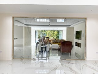 Treetops Homes (Sutton Coldfield, West Midlands): Glass Wall and Double Doors With Brushed Gold Aluminium Trackwork