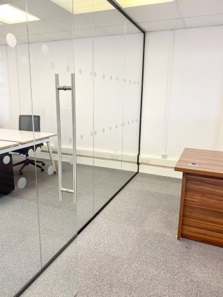 Vision Money (Truro, Cornwall): Commercial Toughened Safety Glass Office Walls and Door