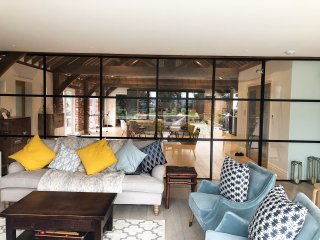 Domestic Project (Amersham, Buckinghamshire): Acoustic Glass Warehouse Style T-Bar Black Framed Glass Wall & Door