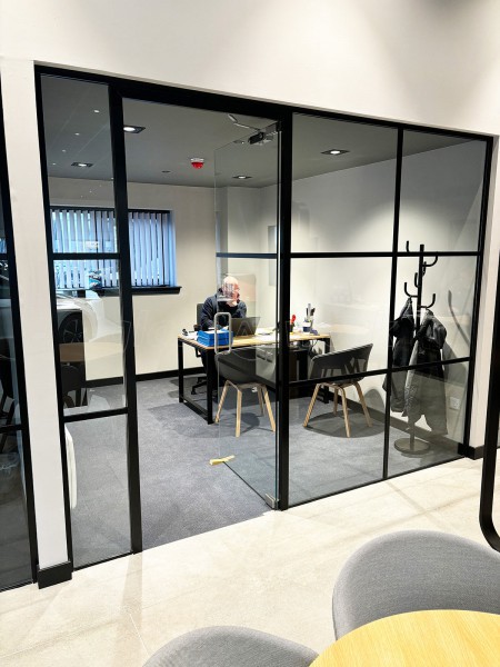 Bannerman Company (Inverness, Scotland): T-Bar Aluminium Black Framed Glass Office Partitions