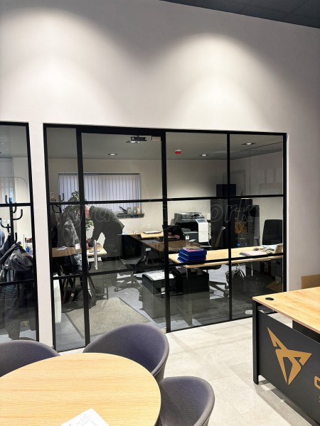 Bannerman Company (Inverness, Scotland): T-Bar Aluminium Black Framed Glass Office Partitions