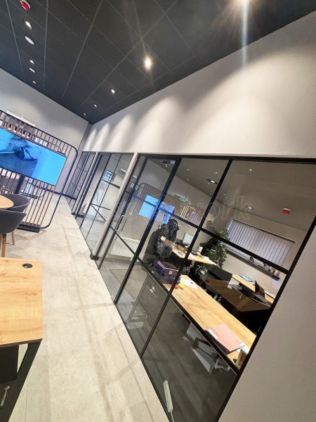 Bannerman Company (Inverness, Scotland): T-Bar Aluminium Black Framed Glass Office Partitions