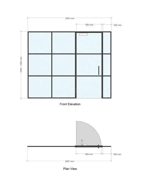 Bannerman Company (Inverness, Scotland): T-Bar Aluminium Black Framed Glass Office Partitions