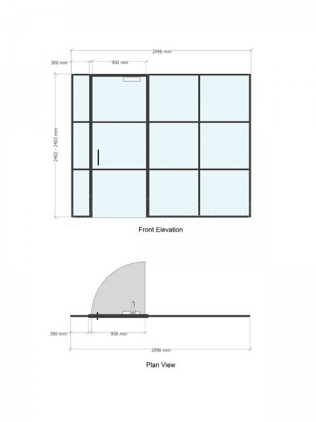 Bannerman Company (Inverness, Scotland): T-Bar Aluminium Black Framed Glass Office Partitions