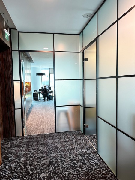 Beetham (Liverpool, Merseyside): Frosted Glass T-Bar Grid Glazed Partitioning