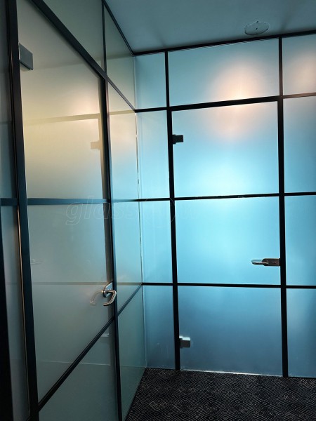 Beetham (Liverpool, Merseyside): Frosted Glass T-Bar Grid Glazed Partitioning