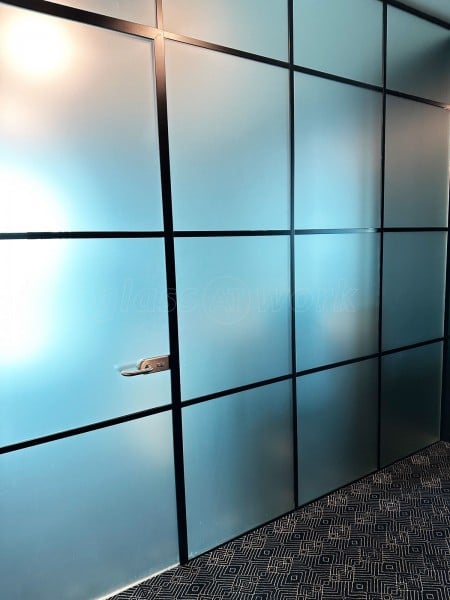 Beetham (Liverpool, Merseyside): Frosted Glass T-Bar Grid Glazed Partitioning