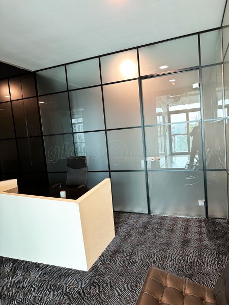 Beetham (Liverpool, Merseyside): Frosted Glass T-Bar Grid Glazed Partitioning