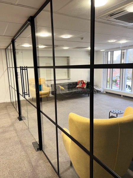 C3 Church (Cambridge, Cambridgeshire): T-Bar Interior Black Metal Framed Glass Wall With Double Doors