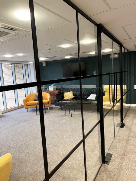 C3 Church (Cambridge, Cambridgeshire): T-Bar Interior Black Metal Framed Glass Wall With Double Doors