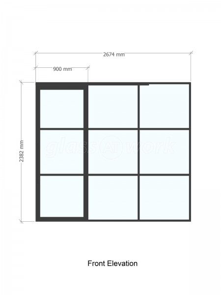 Chase New Homes Limited (Hertford, Hertfordshire): T-Bar Glazed Partitioning with Framed Sliding Door Leaves in multiple Properties