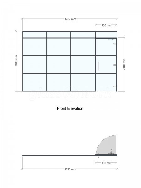 Dover Design (Stockbridge, Hampshire): T-Bar Office Partition With Black Metal Bands