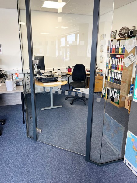 EagleBurgmann Industries (Crewe, Cheshire): Glass Office Pod With Anthracite Grey Trackwork