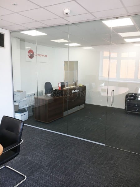 Edward Hands and Lewis Ltd (Leicester, Leicestershire): Inline Glass Wall With Frameless Door