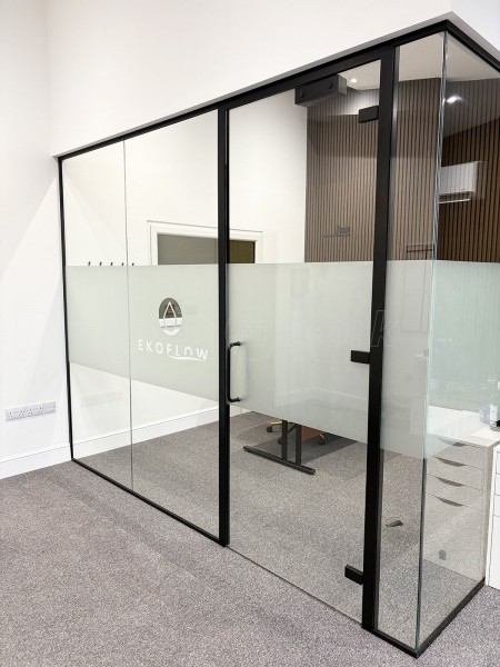 Ekoflow (Stonehouse, Gloucestershire): Acoustic Glass Office Corner Room