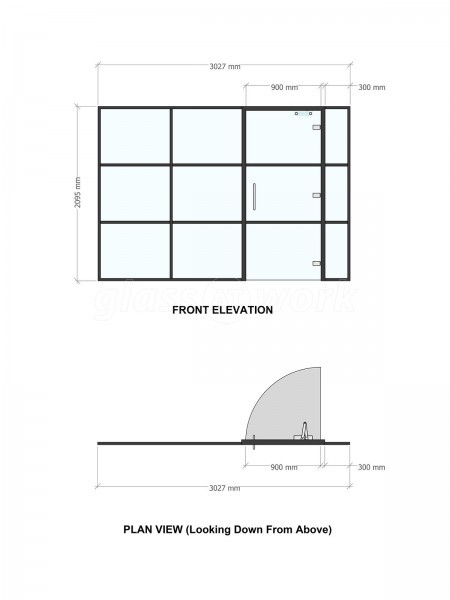 Grant Store (Wigan, Greater Manchester): T-Bar Banded Metal and Glass Office Walls