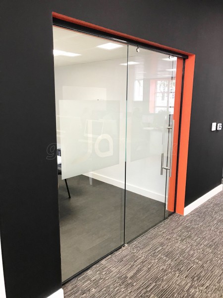 James Andrew Recruitment Solutions (Clarendon Park, Leicester): Glass Sliding Door + Glass Hinged Door