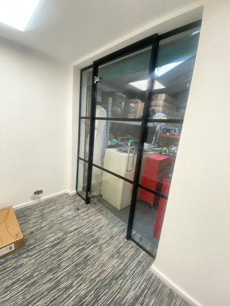 JC Cleaning Services (Reading, Berkshire): T-Bar Aluminium Black Framed Glass Door and Side Panels