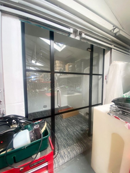 JC Cleaning Services (Reading, Berkshire): T-Bar Aluminium Black Framed Glass Door and Side Panels
