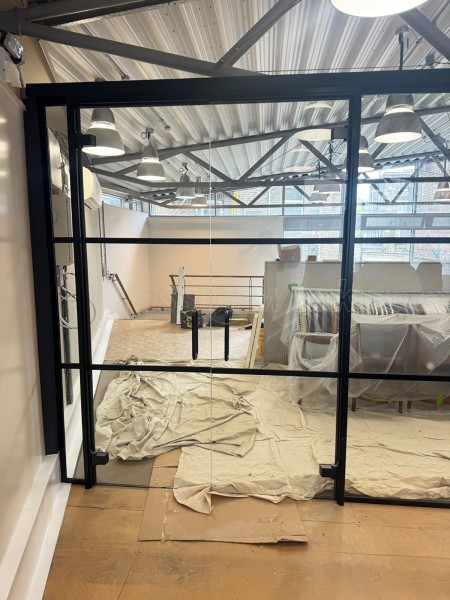 JMK Clothing (Kings Cross, London): T-Bar Aluminium Black Framed Warehouse Glass Wall and Doors