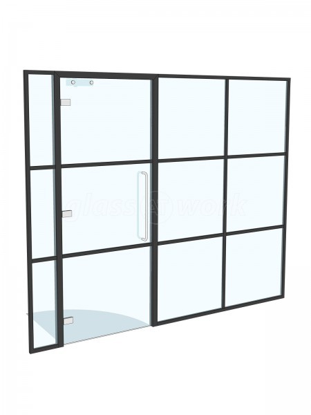 JWC Group (The City, London): T-Bar Aluminium Black Framed Glass Walls and Doors