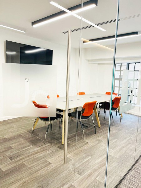 James Andrews Recruitment Solutions (The City, London): Glass Corner Room with Angled Section and Frameless Glazed Door