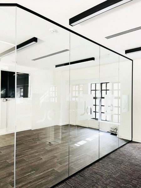 James Andrews Recruitment Solutions (The City, London): Glass Corner Room with Angled Section and Frameless Glazed Door