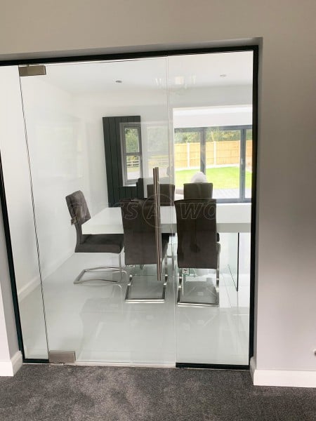 Residential Project (Wigan, Lancashire): Frameless Glass Room Dividing Screen With Door