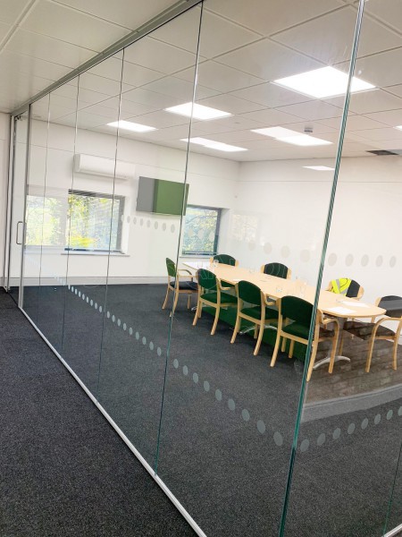 Mosaic Print Management (Long Marston, York): Corner Room Acoustic Glass Partitioning