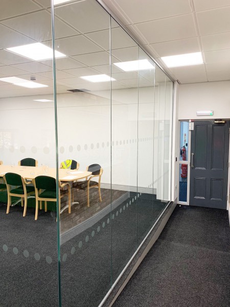 Mosaic Print Management (Long Marston, York): Corner Room Acoustic Glass Partitioning