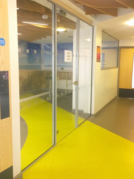 Petroc College (Barnstaple, Devon): Multiple Toughened Glass Screens, with Framed Glass Door Leafs