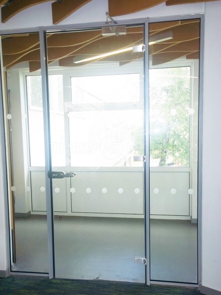 Petroc College (Barnstaple, Devon): Multiple Toughened Glass Screens, with Framed Glass Door Leafs