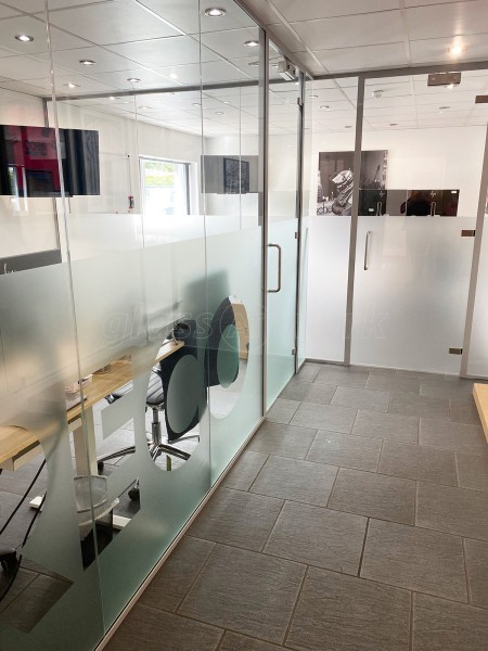 Reco Hoist (St Ives, Cambridgeshire): Laminated Acoustic Glass Offices With Logo