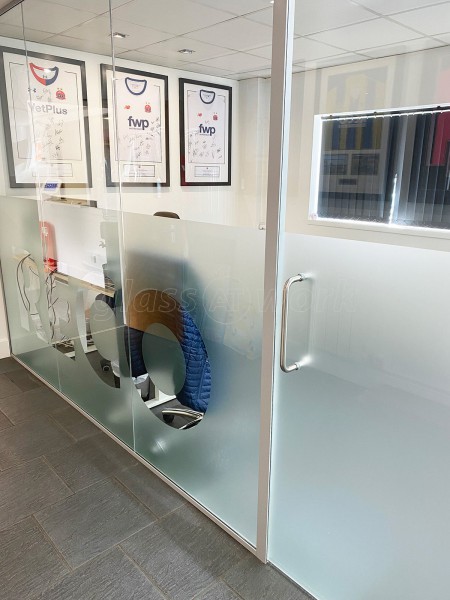 Reco Hoist (St Ives, Cambridgeshire): Laminated Acoustic Glass Offices With Logo