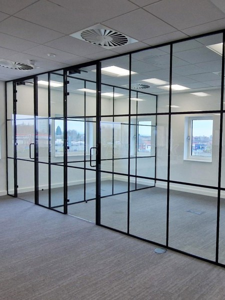 Remedian IT Solutions (Oldham, Greater Manchester): Acoustic T-Bar Banded Glass Corner Rooms