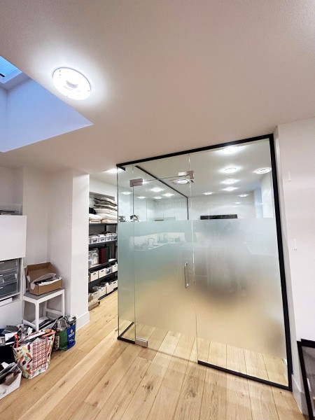 Residence One (Richmond, Surrey): Glass Corner Meeting Room With Anthracite Grey Trackwork