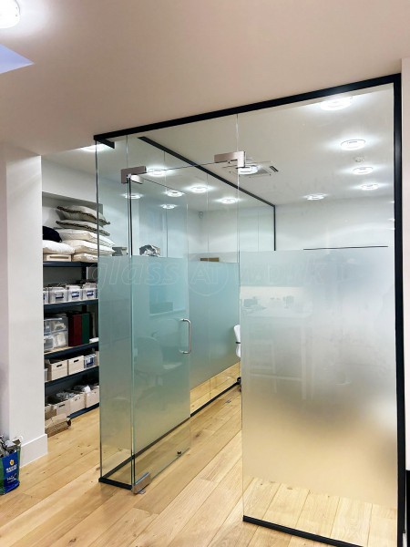 Residence One (Richmond, Surrey): Glass Corner Meeting Room With Anthracite Grey Trackwork