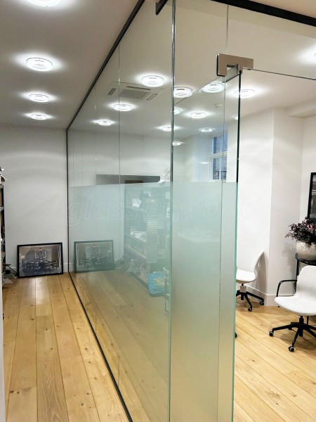 Residence One (Richmond, Surrey): Glass Corner Meeting Room With Anthracite Grey Trackwork
