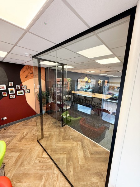 Teemo Designs (Peterborough, Cambridgeshire): Stepped Glass Partition Wall Using Acoustic Glazing
