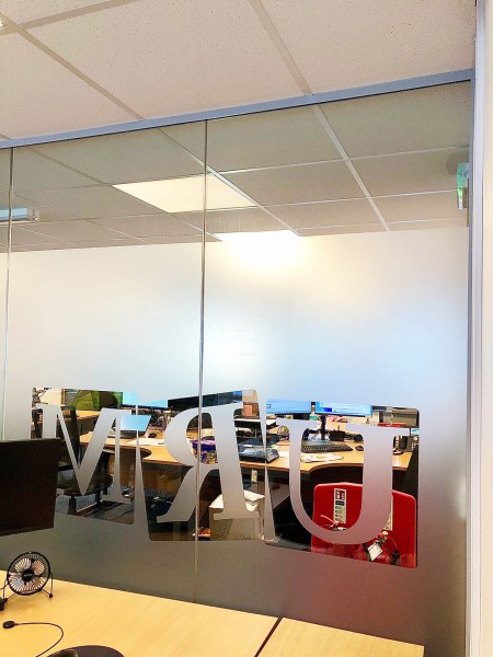 Urm Group (Knottingley, West Yorkshire): Glass Office Partitions With Logo Window Film