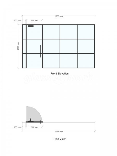 Virgate (Gloucester, Gloucestershire): T-Bar Aluminium Black Framed Glass Wall and Door