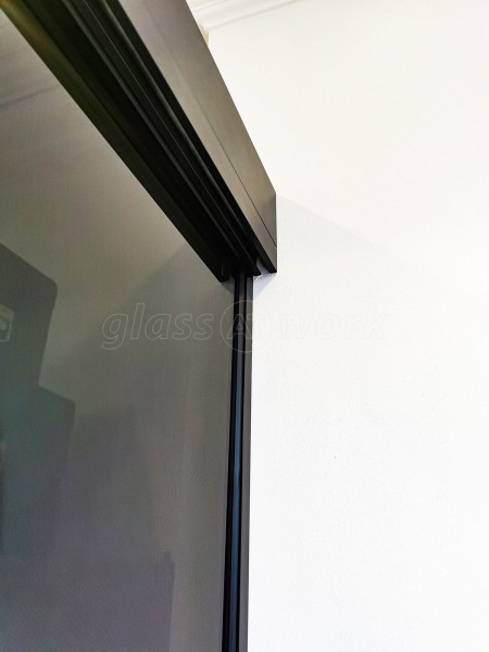 London Villa Art  (Marylebone, London): T-Bar Black Grid-Style Glass Wall and Sliding Door