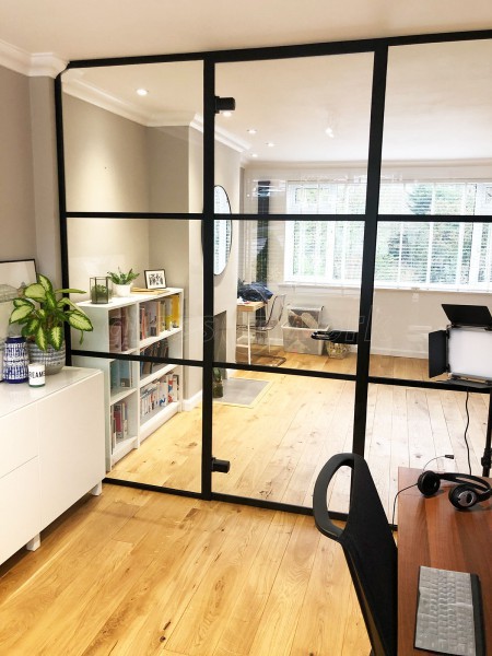 Residential Project (Tunbridge Wells, Kent): T-bar Heritage Style Metal and Glass Wall For A Home Office