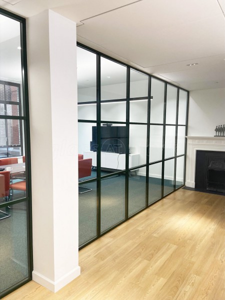 A.S.K Partners Limited (Harley Street, London): Double Glazed T-Bar Office Partitions Using Metal Bottle Green Trackwork